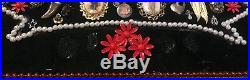 Vtg Framed Costume Jewelry Christmas Tree Pin Art Rhinestones Brooch Picture