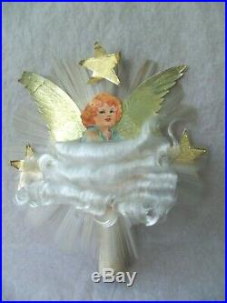 Vtg Genuine National Tinsel Co Spun Glass Angel Hair Christmas Tree Topper