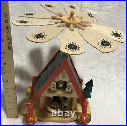 Vtg German Wooden Christmas Tree Pyramid Ornament candles Hand Carved Figurines
