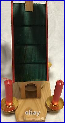 Vtg German Wooden Christmas Tree Pyramid Ornament candles Hand Carved Figurines