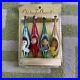 Vtg Glass Teardrop Diorama Xmas Ornaments Snowman Santa Pixie Elf Kitsch RARE