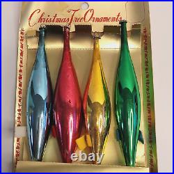 Vtg Glass Teardrop Diorama Xmas Ornaments Snowman Santa Pixie Elf Kitsch RARE