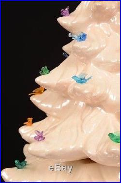 Vtg HUGE Mother of Pearl 26 2 FT+ white dove ceramic CHRISTMAS TREE luster VG+