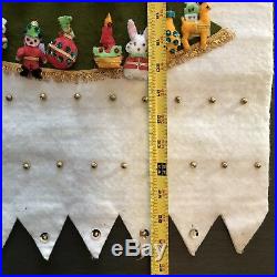 Vtg Hanging Advent Calendar Christmas Tree Homemade Felt 24 Ornaments Sequkns