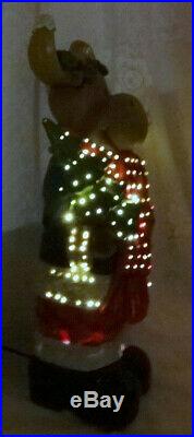 Vtg Holiday Xmas Decor Electric Color Fiber Optic Moose Reindeer Tree Box RARE