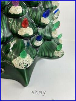 Vtg Holland Mold 18 Green Ceramic Christmas Tree Snow Tips Works