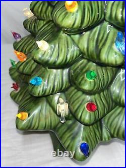 Vtg Holland Mold Ceramic Light Up Christmas Tree Star Base 20in Bird Bulbs