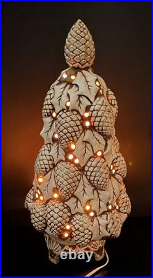 Vtg Jamar Mallory Studio Ceramic Pinecone Christmas Tree and Light Base OOAK 19