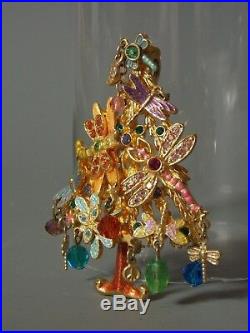 Vtg Kirks Folly Dragonfly Fantasy Christmas Tree Brooch Pin Signed Crystals