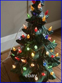 Vtg Large Ceramic Christmas Tree Lighted Holiday Lamp Decoration 17