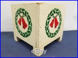 Vtg Large Painted Stenciled Christmas Feather Tree Wood Base Only Germany Superb
