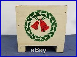 Vtg Large Painted Stenciled Christmas Feather Tree Wood Base Only Germany Superb