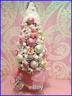 Vtg Lefton Christmas Pink Pixie Elf Tree Pastel Pink Deer CHARM Cupcakes Pearls