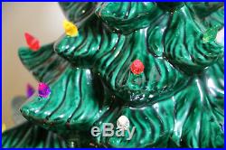 Vtg Lighted 2 Pc Atlantic Mold Ceramic Christmas Tree 17.5 Two Sets Of Bulbs