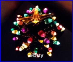 Vtg Lighted Ceremic Christmas Tabletop MCM Deco Village Tree W Base Plus Star