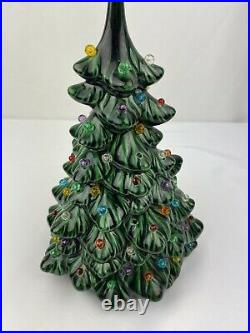 Vtg Lot Of 3 Ceramic Holland Mold FLOCKED SNOW Christmas Tree 14 Inches
