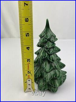 Vtg Lot Of 3 Ceramic Holland Mold FLOCKED SNOW Christmas Tree 14 Inches