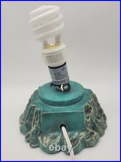 Vtg MCM 13 Green Ceramic Christmas Tree with Base Multi Color Holiday Lights