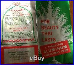 Vtg MCM 6' Ft Sapphire Aluminum Silver Christmas Tree +box + Instructions
