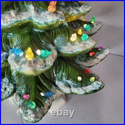 Vtg MCM Atlantic Mold 24 Ceramic Lighted Flocked Christmas Tree 3 Pieces Music