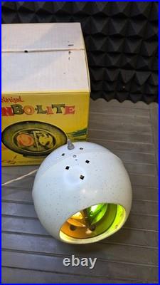 Vtg MCM Rainbo-Lite Revolving Aluminum Christmas Tree Light withBox &Base