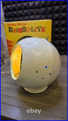 Vtg MCM Rainbo-Lite Revolving Aluminum Christmas Tree Light withBox &Base