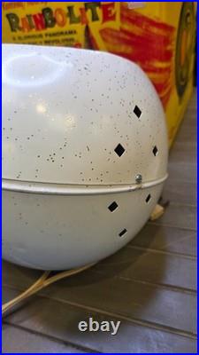 Vtg MCM Rainbo-Lite Revolving Aluminum Christmas Tree Light withBox &Base