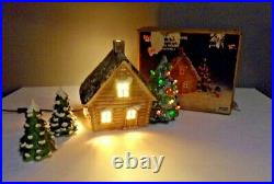 Vtg Marcia Trim n Glo Lighted Ceramic Mountain Tree House MTH 1 Includes 2 Trees
