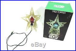 Vtg Merry Glow Rotating Ornaments Christmas Tree Topper Star Works Original Box