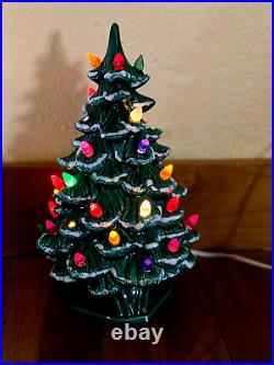 Vtg Mid Century 1960s HOLLAND MOLD 2 Piece 12 Light Up Ceramic Christmas Tree