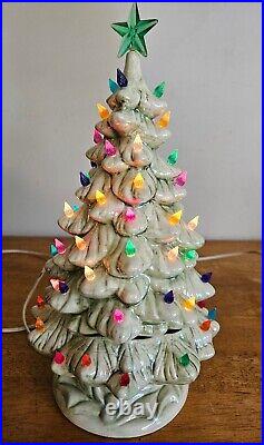 Vtg Mid Century 1971 HOLLAND MOLD 3 Piece 13 Light Up Ceramic Christmas Tree