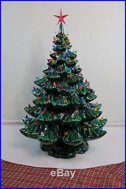 Vtg Mid Century Atlantic Mold 23 Lighted Ceramic Christmas Tree Excellent 1971