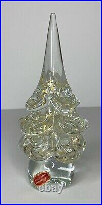 Vtg Murano Art Glass Christmas Tree Gold Aventurine Italy Original Sticker 8