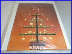 Vtg NOS Sevi Wooden Christmas Tree Candle Holder With Ornaments Made in Italy