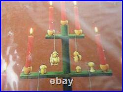 Vtg NOS Sevi Wooden Christmas Tree Candle Holder With Ornaments Made in Italy