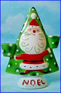 Vtg Napco Starry Eye Christmas Santa Candle Holder Salt & Pepper Set Holt Howard