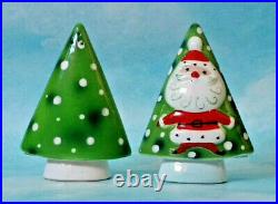 Vtg Napco Starry Eye Christmas Santa Candle Holder Salt & Pepper Set Holt Howard