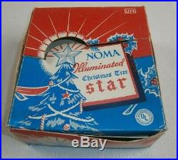 Vtg Noma Metal Illuminated Light Up Star Christmas Tree Topper With Original Box