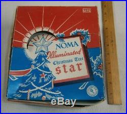 Vtg Noma Metal Illuminated Light Up Star Christmas Tree Topper With Original Box