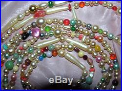 Vtg One-of-a-kind Folk Art Xmas Tree Garland 1950's Necklace Beads, 13 Ft
