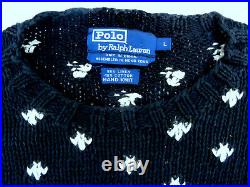 Vtg POLO Ralph Lauren RL 92 Hand Knit Men L/XL Xmas Tree Pick Up Truck Sweater