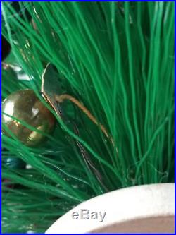 Vtg Pair 13 Christmas Bottle Brush Tree Table Displays Miniature Glass Bulbs