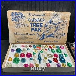 Vtg Paragon Tree Pak Christmas Tree Ornament Set Original Box Almost Complete