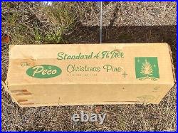 Vtg Peco 4ft Standard Silver CHRISTMAS TREE Pom with Box & Stand MCM Aluminum