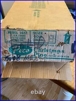 Vtg Peco Aluminum Pom Pom Christmas Tree 5'10 With Stand In Box Model 1622