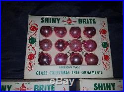 Vtg PiNk Xmas Christmas Ornaments mercury glass Feather tree Shiny Brite Bright