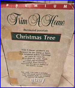 Vtg. Porcelain Lighted Christmas Tree Trim A Home 17 Tall W All Orig. Lights