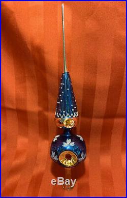 Vtg Quadruple Triple Indent Finial Spiral Tree Topper Glass Christmas Ornament