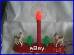 Vtg ROYAL ELECTRIC PLASTIC XMAS CANDLE with DEER & TREES CENTERPIECE DECOR Works
