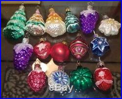 Vtg Retro 62 West German Handblown Mica Glass Miniature Christmas Tree Ornaments